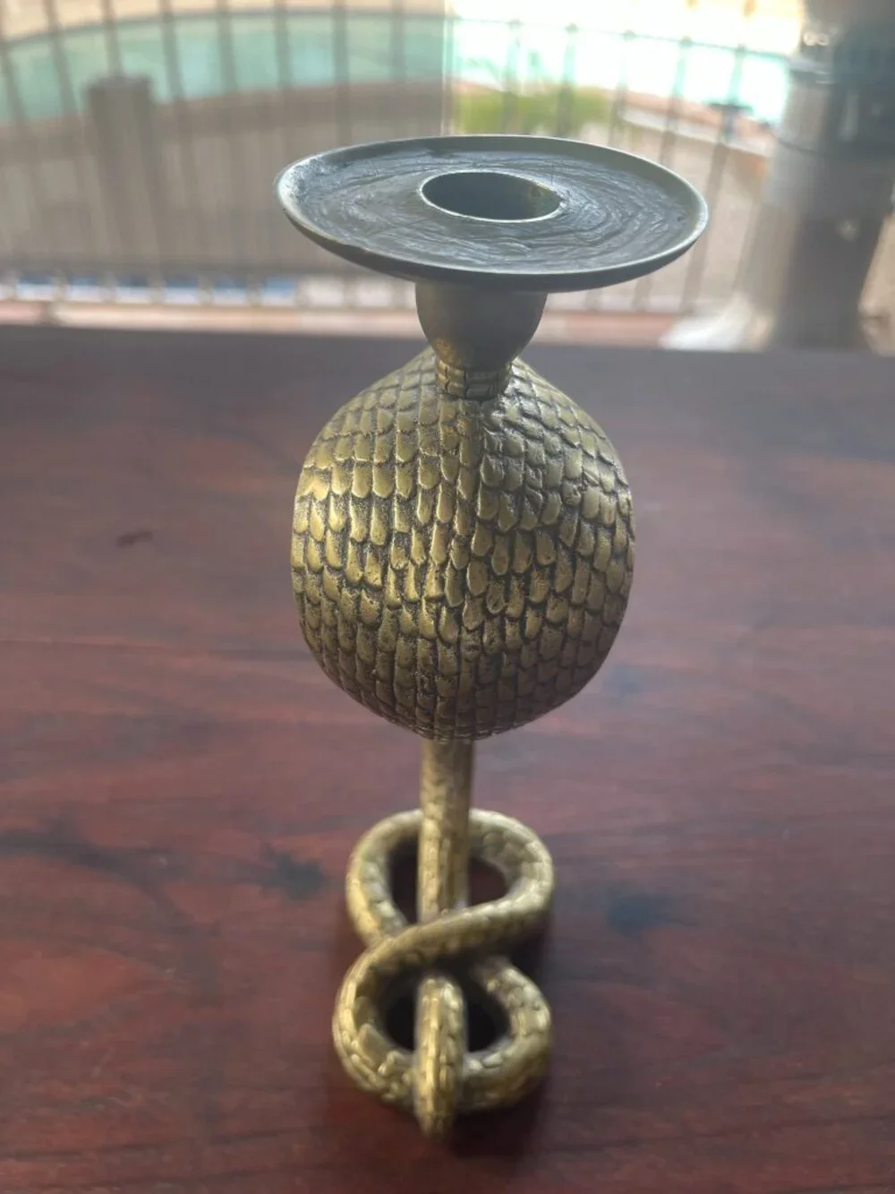 Mid Century Brass Cobra Candle Holder